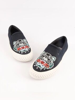 Kenzo Blue Tiger  Embroidered Slip On Sneakers, Size EU 40